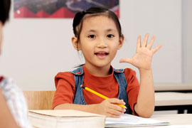 A child in writing activities